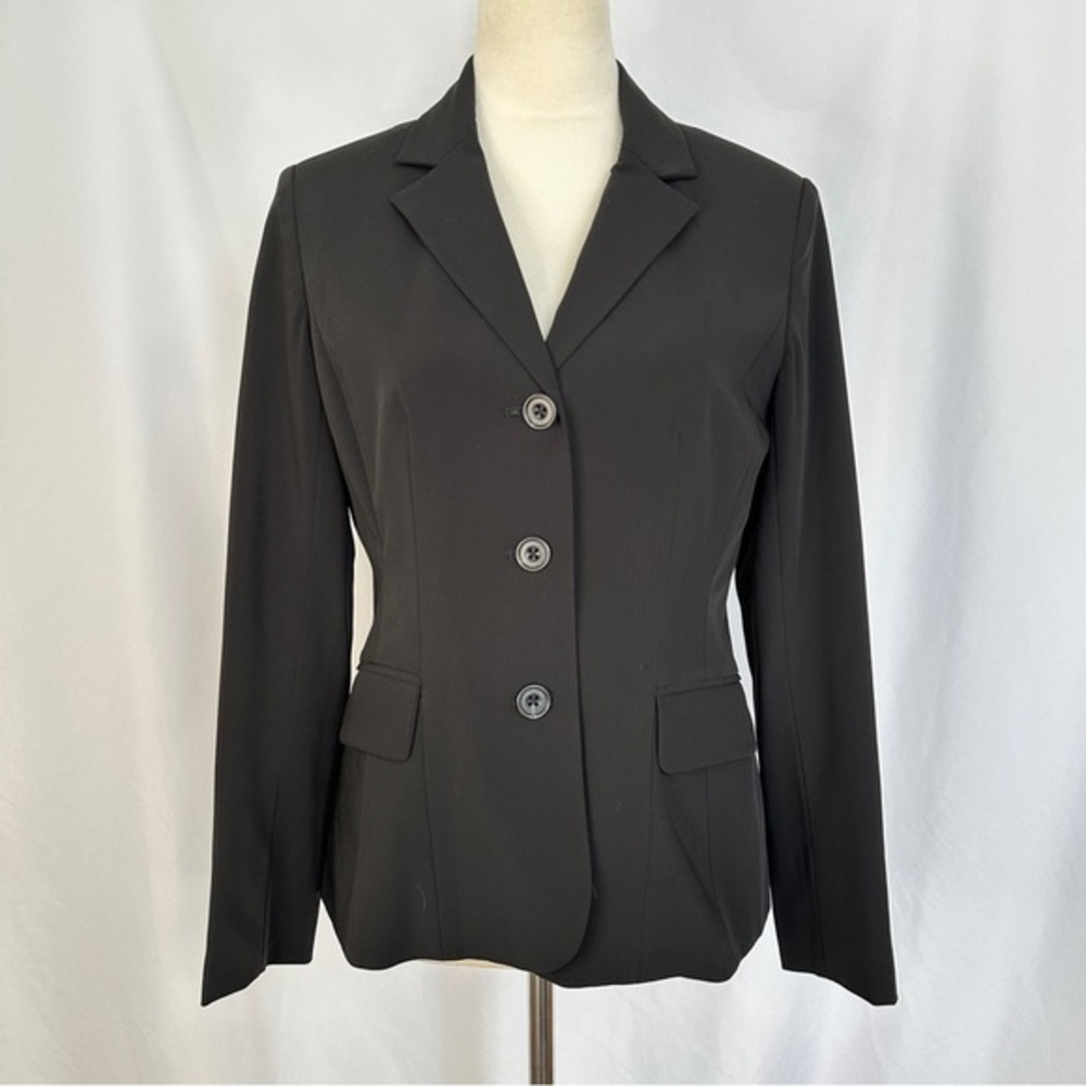 NWT Eddie‎ Bauer Blazer Womens Petite Size 2 Black Single Breasted Front Pockets